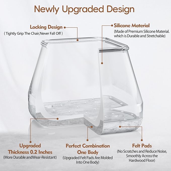 16Pcs Square Chair Leg Floor Protectors with Thickened Felt Pads Silicone Chair Leg Covers Caps to Protect Hardwood Tile Floors Furniture Feet Reduce Noise (Clear L Fit 1.14"-1.42") - Image 5
