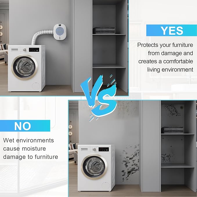 Upgrade 4-in-1 Indoor Dryer Vent Box With Dehumidifier for Protect Furniture, Electric Dryer Kit, Lint Trap, Intelligent Temperature and Humidity Display - Image 4