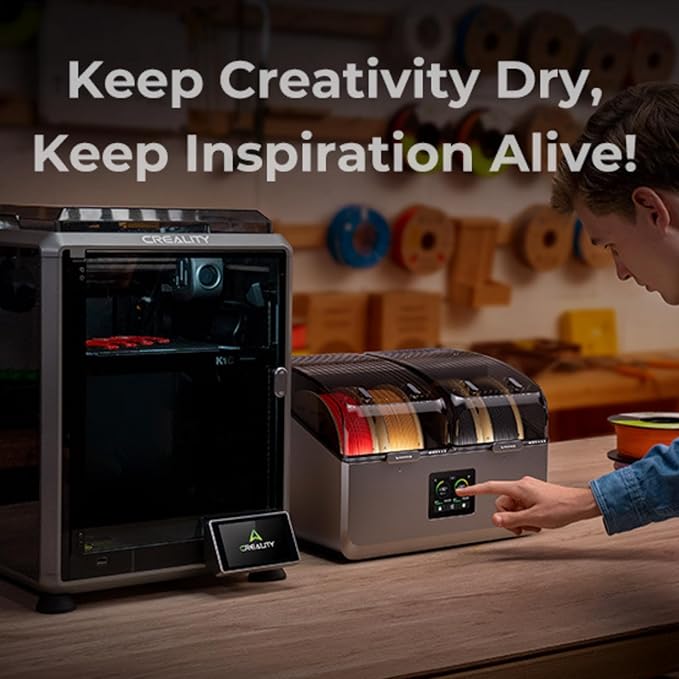 Creality SpacePi X4 Filament Dryer Box with 200W PTC Rapid Heater, 4-Spools Filament Storage Box, Dual Independent Heating Chambers, One-Key Operation, Compatible with PLA, PETG, ABS, TPU, PC, PA,PAHT - Image 8