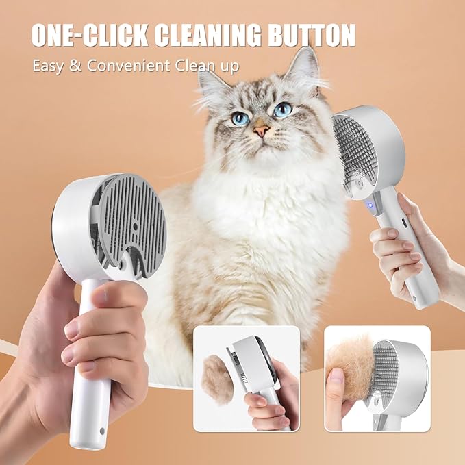 Cloud Care Cat Brush for Indoor Cat Steam Brush for Shedding Spritz Defur Comb for Cats Dogs Steam Brushes for Long Short Hair Cats Dogs Pet Steam Brushes for Massage Grooming Self-Cleaning - Image 5