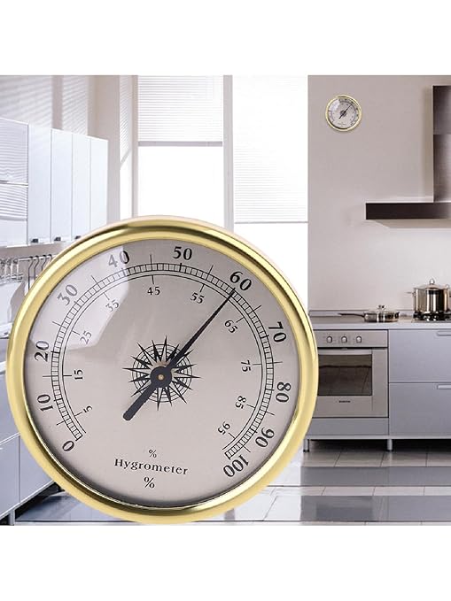 72mm Round Analog Hygrometer Gold Humidity Meter Gauge No Battery Needed Humidity Monitor for Home Office Room Indoor Use - Image 4