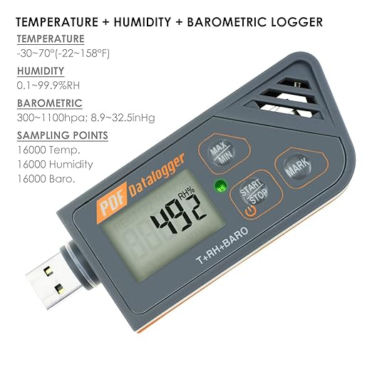 USB Temperature Data Logger Recorder for Temperature Humidity and Atmospheric Pressure, IP65 Waterproof Temperature Logger with PDF and CSV Reports High Accuracy - Image 7