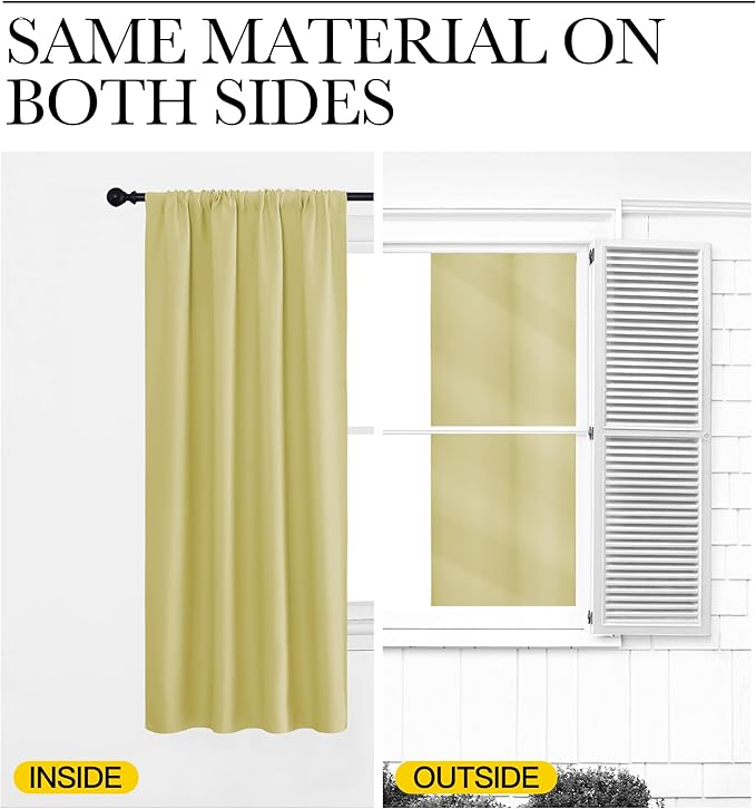 NICETOWN Blackout Curtains for Living Curtains, Paler Yellow, 2 Panels, 42 by 72, Room Darkening Window Curtain Panels, Easy-Care Solid Thermal Insulated Draperies/Drapes for Daughter Room - Image 5