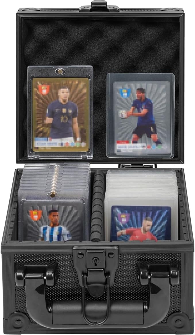 Toploaders Storage Box for 3" x 4" 35pt Rigid Card, Top Loader Storage with 3 Partition Holds 150+ Toploaders, Magnetic Card Holders by OUUTMEE