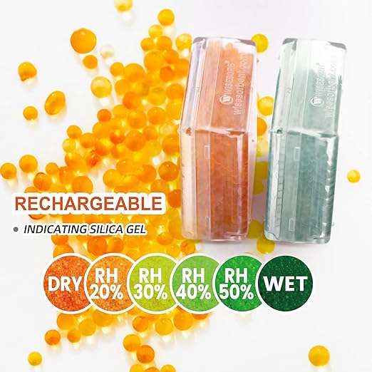 Silica Gel Canister, 45 Gram 6 Packs Hard Plastic Silica Gel Desiccant Canister (Orange to Dark Green), Reusable Gun Safe Dehumidifier Moisture Absorber with Nonwoven Zip Lock Storage Bags - Image 4