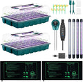 Seed Starter Tray with Grow Lights and Heat Mat, 3-in-1 Soil Meter, 80-Cell Seed Growing Tray, Germination & Plant Propagation Station for Indoor Plants 2-Pack by HUGBOW