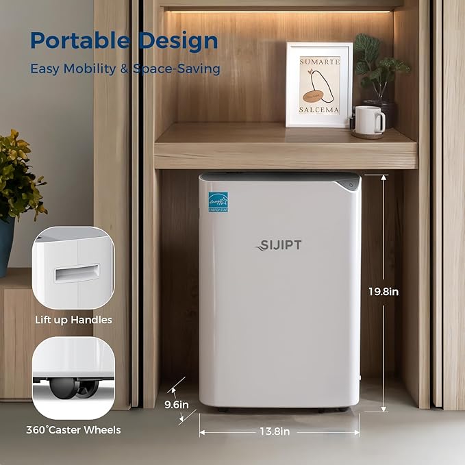 Dehumidifier for Basement with Drain Hose, 100 Pint 6,000 Sq. Ft Energy Star Dehumidifier for Large Home & Room, Quiet Dehumidifiers with Adjustable Humidity Control,24H Timer, 1.5 Gal Water Bucket - Image 7