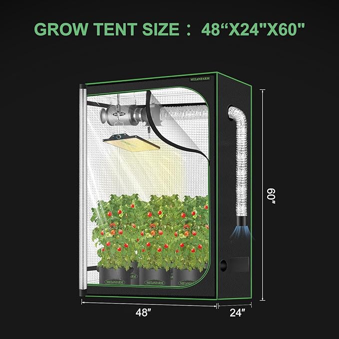 MELONFARM 4x2 Grow Tent, 48"x24"x60" Double Transparent Viewing Door Indoor Grow Tent, Growing Tent with High Reflective Mylar & Floor Tray, Plant Tent for Indoor Hydroponics Growing - Image 4