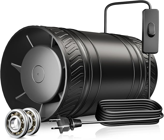 4 Inch Inline Fan with Switch, Upgraded Inline Duct Fans High-Efficiency Exhaust Duct Fan, Low Noise HVAC Ventilation in Basement Bathroom Workshop Attic Grow Tent FP122A by ONVEAN