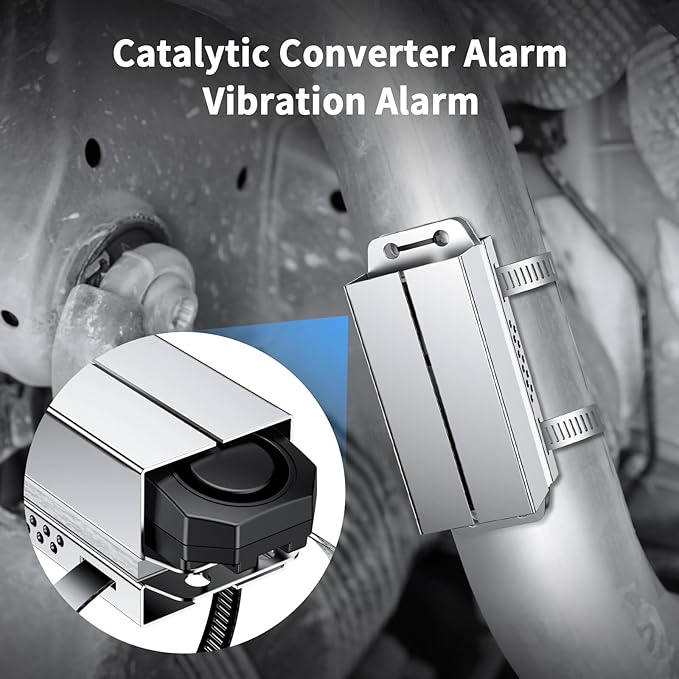 WSDCAM Catalytic Converter Alarm 113dB Loud Wireless Catalytic Converter Anti Theft Vibration Vehicle Security Alarm System Motorcycle Car Alarm with Remote Aluminum Alloy and Heat Insulated Pad - Image 2