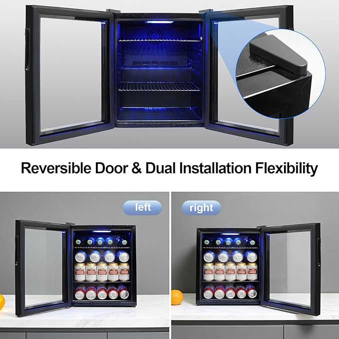 50 Can Mini Beverage Refrigerator - Small Beverage Fridge with Glass Door for Soda Beer Wine – Countertop Drink Cooler for Home, Dorm, Office or Bar, Electronic Temperature Control，1.4cu.ft.Black - Image 5
