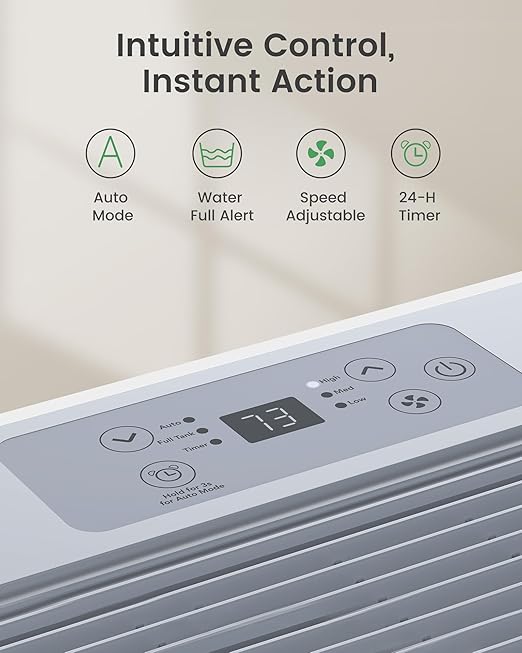 Waykar 5000 Sq.Ft 2025 Energy Star Dehumidifier for Home, Basement, Bedroom, Bathroom, Max 80 Pint/D(Standard 63 Pint/D) with Drain Hose&Water Tank, Ultra Quiet(40 dB), Intelligent Humidity Adjustment - Image 10
