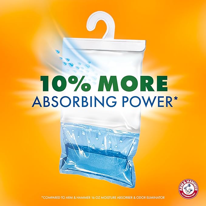 Arm & Hammer Essentials Hanging Moisture Absorber and Odor Eliminator, 17.5 oz., 3 Pack, Linen Fresh, Moisture Absorbers for Closets, Laundry Rooms and Bedrooms, Long-Lasting Freshness - Image 3