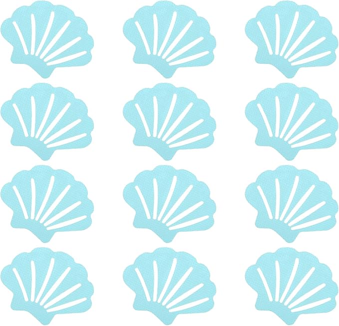 PATIKIL 12 Pcs Non Slip Bathtub Stickers, Anti Slip Shower Stickers Bathroom Shower Floor Decals Sea Shell Shape Cute Treads Tubs, Blue by PATIKIL