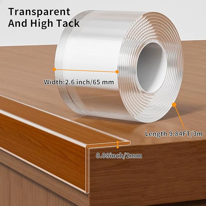 2.6in x 9.84Ft,Soft Corner Protectors for Furniture,Table Corner Protectors,Cabinet Bumpers,Wall Corner Protector,Window Clear Edge Protector Strip,Safe for Proof - Image 2
