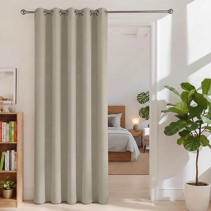 BONZER Room Dividers Curtain - Room Darkening Privacy Noise Reduce Thermal Insulating Window Curtains for Bedroom Living Room Doorway, 96L x 60W Inch (8L x 5W ft), 1 Panel, Cream by Bonzer