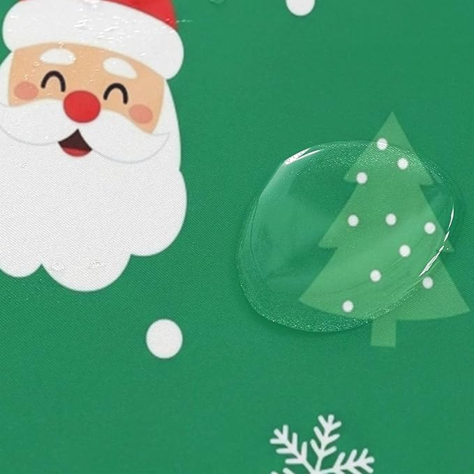 Christmas Green Santa Tree Shower Curtain Liner 72×72 inch for Bathroom Curtain Anti Mold Shower Curtain with Hooks Shower Accessories - Image 4