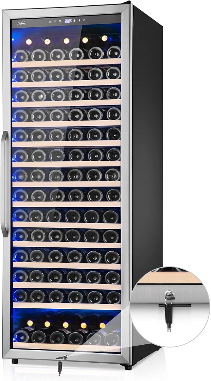 24 Inch Wine Cooler Refrigerator, 179 Bottles Professional Wine Cellars with Powerful Compressor,Quiet Operation and Elegant Design for The Wine Lovers by Velieta-SpecialistinFridge