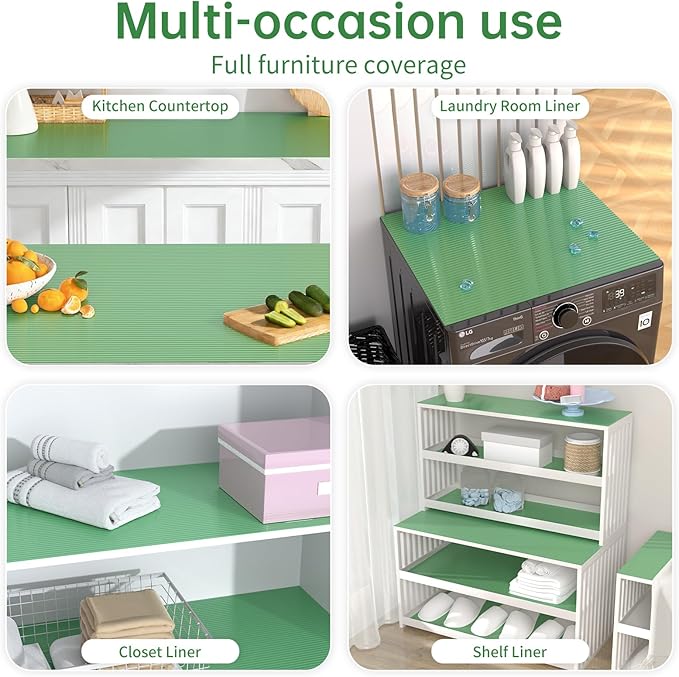 Shelf and Drawer Liner for Kitchen Cabinet, Non-Adhesive 12in x 240in Waterproof Durable Thickened EVA Material Easy-to-Cut Contact Paper Non Slip Mat for Refrigerator, Cupboard, Dresser - Image 7