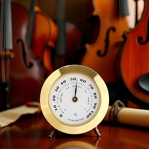 Gold Upgraded Hygrometer Humidity Meter Mini 38mm Round Glass Analog Hygrometer Suitable for Humidors Guitar Violin Thermometer for with Probe - Image 6
