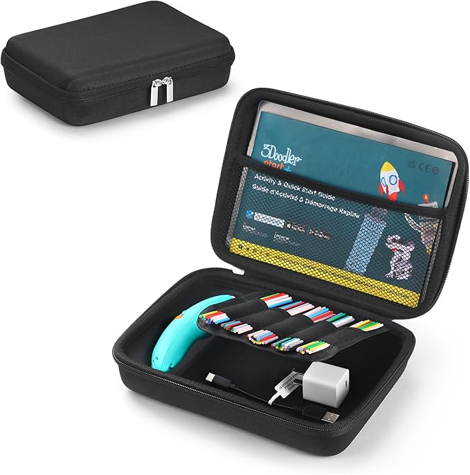 Case Compatible with 3Doodler Start+ Essentials for 3D Pen Set for Kids, Carrying Holder Fit for Printing Pens, Storage Organizer for Printing Filament Refill, Micro-USB Charger (3D-05-Black) by TATAVR