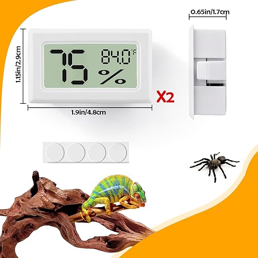 Bearded Dragon Accessories, 2 PCS Rectangle Reptile Thermometer and Humidity Gauge, Reptile Tank Accessories for Jumping Spider, Leopard Gecko, Hermit Crab, Gecko, Ball Python, Lizard - Image 6