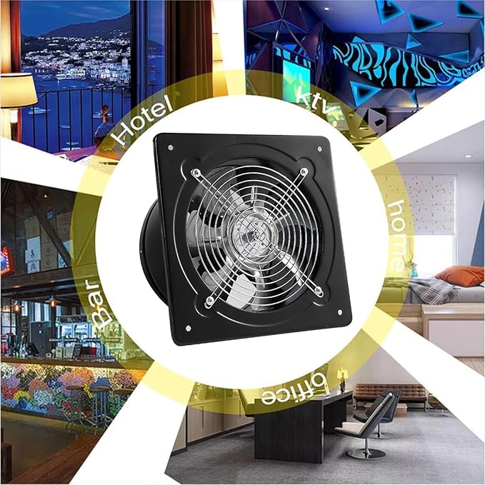 6 inch Exhaust Fan Metal Iron Ventilation Extractor, Silence with Anti-backflow Check Valve Window and Wall Mount Vent Fans for Home Office Kitchen Bathroom Greenhouse Garage - Image 8