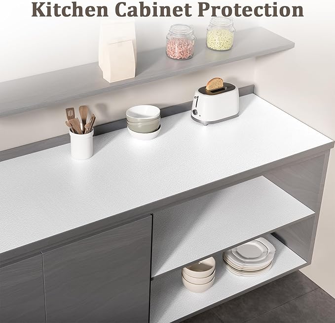 Shelf Liner for Kitchen Cabinets 18" x 120" Non-Adhesive Non-Slip Drawer Liners for Dresser, Waterproof Washable Paper, Durable Protector Mat for Pantry Shelves Cupboards, White - Image 7