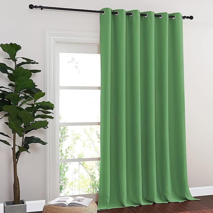 NICETOWN Blackout Room Divider Curtains for Sliding Glass Doors 102 Inches Long 1 Panel, Extra Wide Curtains for Doorway Patio Bedroom Living Room (Froest Green, 80Wx102L, 1 Panel) - Image 2