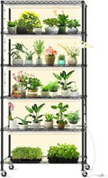 Bstrip DIY Plant Shelf with Grow Light, Grow Light Shelf with Adjustable Rack and Wheels, Plant Stand, 8-Pack 192W T8 Full Spectrum Lamps, ideal for Seed Starting, Seed Tray, 29.5"L x 13.8"W x70.9"H by Bstrip