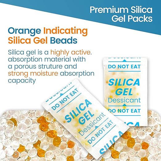 Silica Gel Packets, Moisture Absorbers Desiccant Packs for Storage, Clothes, Shoes, Electronics, 3D Printer Filament, Jewelry (50, 20% Orange Silica Gel + 80% White Silica Gel Blend, 5g) - Image 3