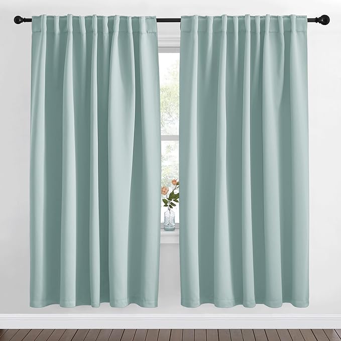 NICETOWN Blackout Curtain Panels Window Draperies - (Aqua Blue Color) 70x72 inch, 2 Pieces, Insulating Room Darkening Blackout Drapes for Bedroom by NICETOWN