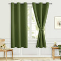 Hiasan Room Darkening Curtains for Bedroom, Noise Reducing Blackout Window Curtain Panels, Sewn with Tiebacks, Set of 2, Grommet Top(Olive Green, Width 38 Inch x Length 72 Inch) by Hiasan