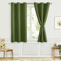 Hiasan Blackout Curtains for Bedroom - Light Blocking & Noise Reducing Window Curtains for Living Room, 2 Drape Panels Sewn with Tiebacks, Olive Green, 38 x 54 Inch by Hiasan