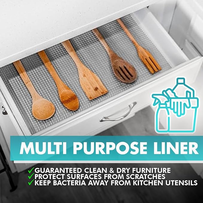 Shelf Liner, Drawer Liner & Kitchen Cabinet Liner – Thick, Waterproof Rubber – Non-Adhesive for Fridge, Closet, Pantry, Bathroom, Toolbox - Image 6