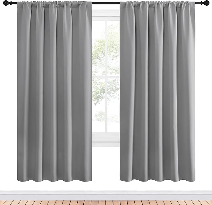 NICETOWN Blackout Curtain Panels for Bedroom - Thermal Insulated Rod Pocket Blackout Drapes/Draperies for Play Kids Room (2 Panels, W52 x L72 inches, Silver Grey) - Image 2