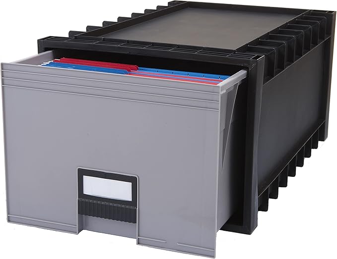 Storex Plastic Archive Storage Box, Letter/Legal Size, 24-Inch Drawer, Black (61106A01C) by Storex