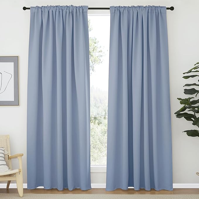 NICETOWN Living Room Blackout Draperies Curtains - (Vintage Blue Color) W70 x L84, 2 Panels, Home Decoration Window Blackout Drape Panels for Patio Door - Image 2