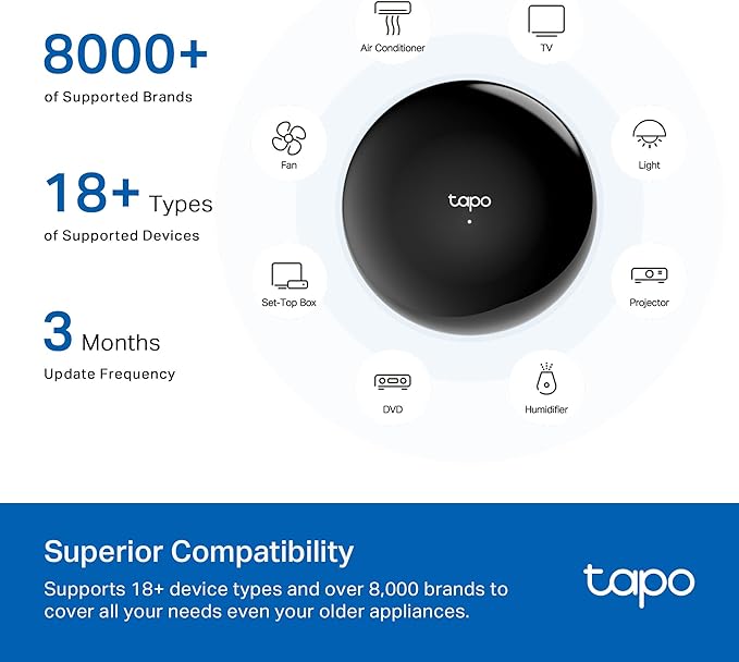 Tapo Smart IR & IoT Hub with Chime - Universal Remote for TVs, ACS, & 18+ Device Types, Matter-Certified, Supports 8,000+ Infrared Brands, Voice & App Control, Custom Schedules & Automations, H110 - Image 4