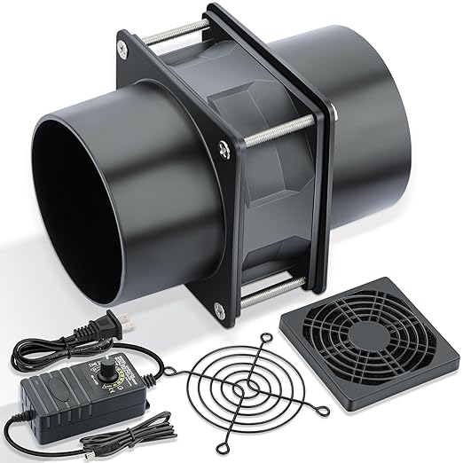 Wathai 80mm Small 12V DC Axial Exhaust Fan with AC Adapter, 3 Inch Duct Fan for Fume Extractor, Soldering Smoke, 3D Printer Enclosure, Laser Engraver Dual Ball High Airflow - Image 6