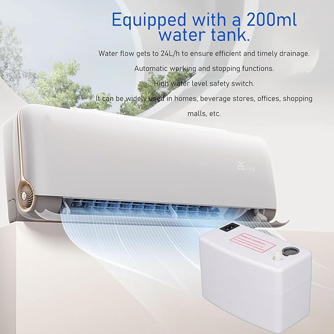 Condensate Pump, US 110V 60HZ Low Noise 200ml Water Tank Safety Switch HVAC Condensate Pump for Air Conditioners, Dehumidifiers - Image 3