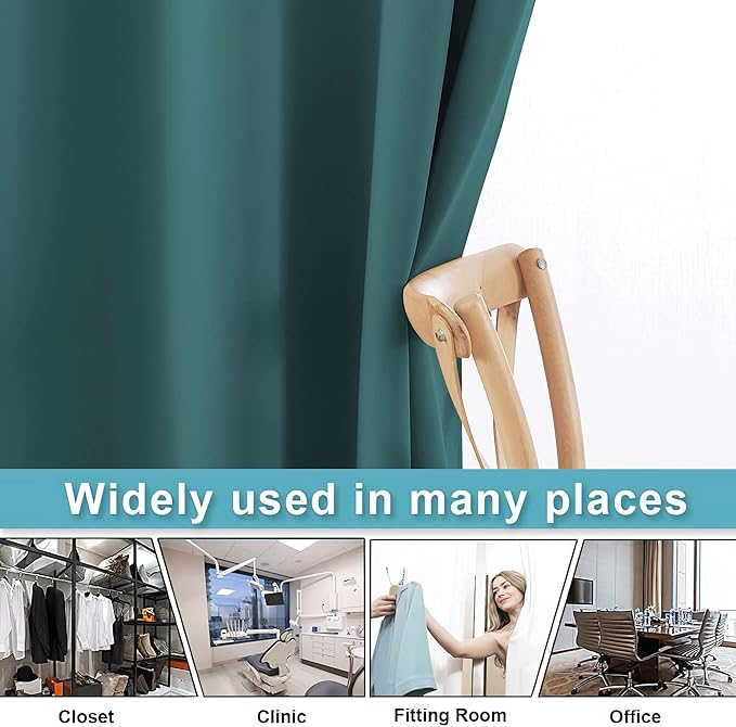 RYB HOME Room Divider Curtains for Closet Blackout Sound Reducing Privacy Drapes for Large Window Decor Wide Visual Barrier Shared Bedroom Loft Dorm, W 150 x L 108 inches, Teal, 1 Panel - Image 5