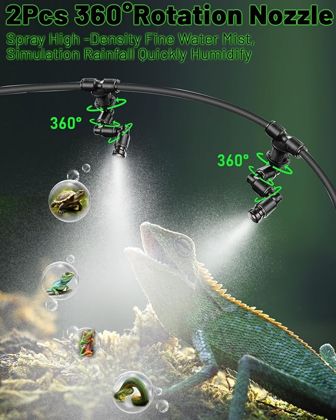 Reptile Humidifiers Smart Misting System, Reptile Mister Automatic with Timer, Terrariums Humidifier with 360°Adjustable Misting Nozzles, Spray Kit for Rainforest Plants Amphibian - Image 4