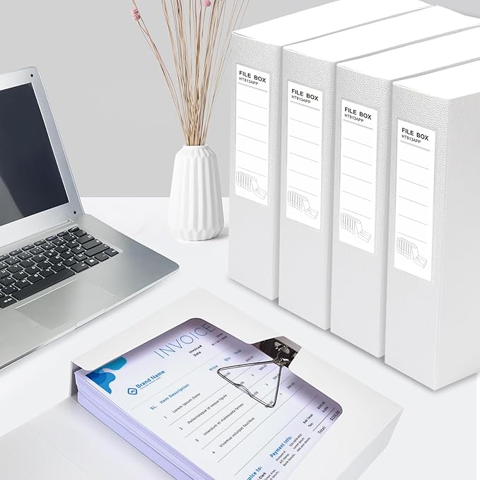 HUA JIE 2 Pack A4 Storage File Boxes Archives Case,65mm Spine,Box File Document Storage Box with Metal Clip for Office School -White - Image 5