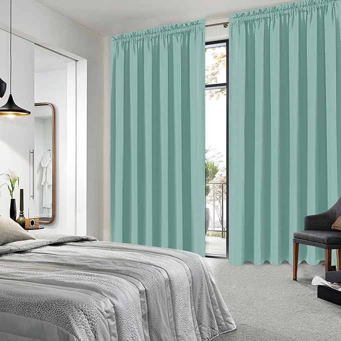 DWCN Blackout Curtains for Living Room Thermal Insulated, Energy Saving & Noise Reducing Bedroom Curtains, Sage Green, W 60x L 84 Inch, Set of 2 Rod Pocket Curtain Panels - Image 2
