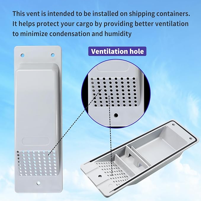 8 Pack Shipping Container Air Vent, Cross Flow Ventilation,Reduce Heat and Humidity for Cargo Shipping Containers - Light Grey - Image 3