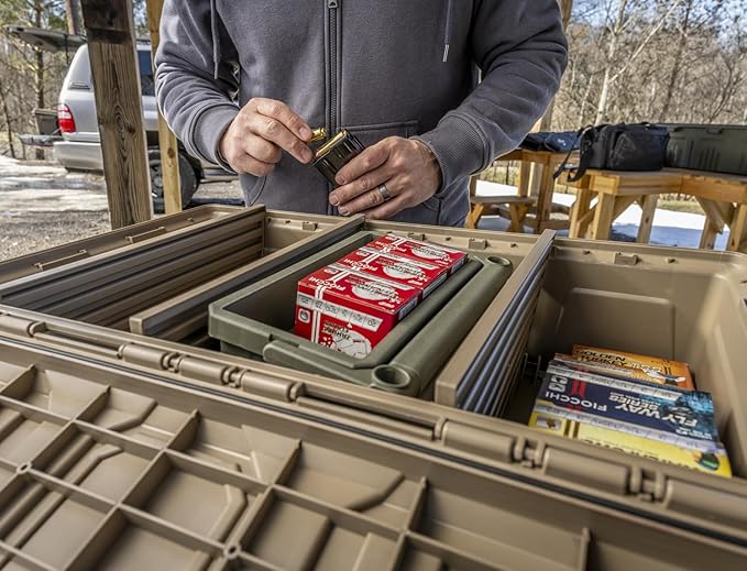 MTM ACDC50, Divided Ammo Crate Utility Box, Water Resistant, Ammo Storage Box, Lockable Storage Keeping Ammo Safe, Survival or Hunting gear, Made in USA, Dark Earth - Image 3