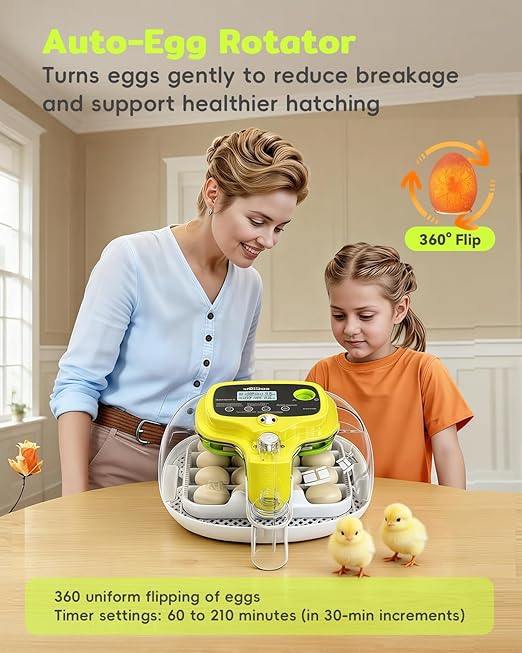 Incubators for Hatching Eggs, 2026 Upgraded 16 Eggs Incubator with Automatic Turner, Digital Temperature Control & Humidity Display and Led Candler, Poultry Hatcher for Chicken, Duck, Quail, Birds - Image 4