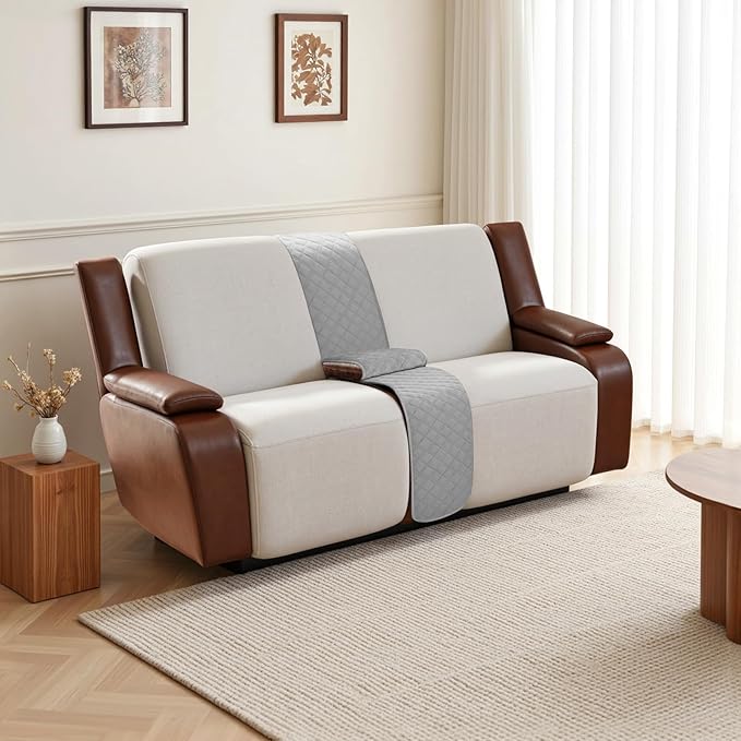 Arfntevss Recliner Sectional Couch Covers for Reclining Sectional L Shape Sofa Cover Non Slip Washable Recliner L Shaped Slipcover Middle Console Protector (1 Console Cover, Silvery Gray) - Image 6