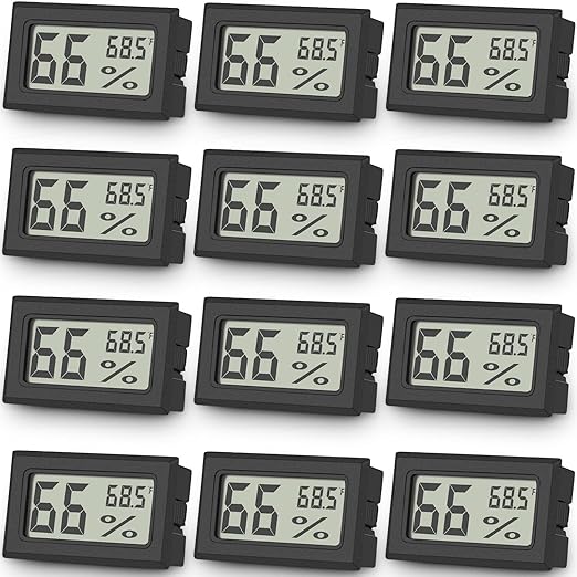 Vaikby 12-Pack Mini Digital Thermometer Hygrometer, Indoor Humidity Monitor, Temperature Humidity Gauge Meter with Fahrenheit (℉) for Bedroom, Greenhouse, Garden, Cellar, Closet, Fridge by Vaikby